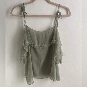 Zara Green Ruffled Relaxed Camisole